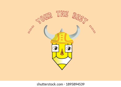 Your The Best. Cute cartoon pencil characters illustration Vector.