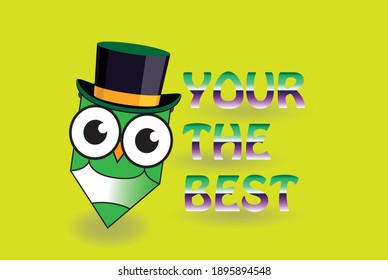 Your The Best. Cute cartoon pencil characters illustration Vector.