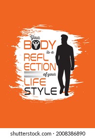 Your Body is a reflection of your life style quote. Banner and poster for social media and print media.