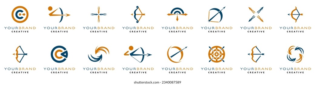 Your brand abstract logotype collection with arrow and target icons. Abstract logo collection