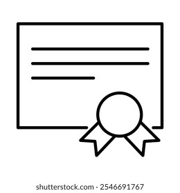 Your Certifications Icon – Certificate with Ribbon, Representing Achievements, Qualifications, and Skills Recognition
