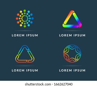 Your company logo, set of colored icons. Modern vector logotype, creative design badge