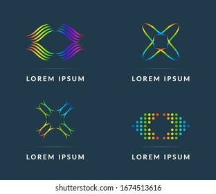 Your company logo, set of colored icons. Modern vector logotype, creative design badge