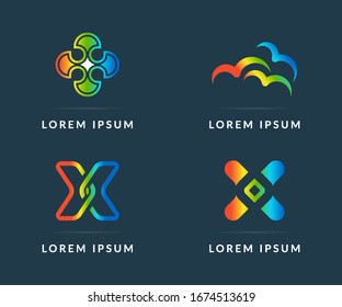 Your company logo, set of colored icons. Modern vector logotype, creative design badge