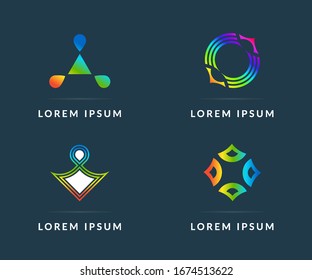 Your company logo, set of colored icons. Modern vector logotype, creative design badge
