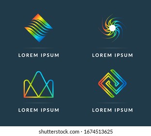 Your company logo, set of colored icons. Modern vector logotype, creative design badge