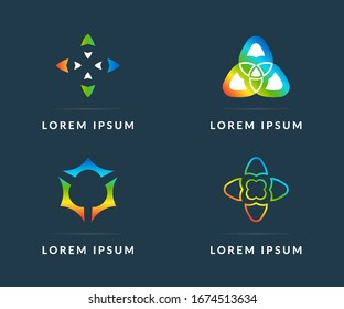 Your company logo, set of colored icons. Modern vector logotype, creative design badge
