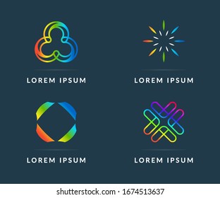Your company logo, set of colored icons. Modern vector logotype, creative design badge