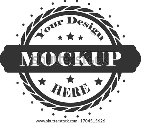 YOUR DESIGN HERE black isolated print stamp on white background. Vector file