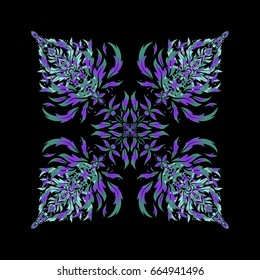 For your design, wallpaper or textile. Geometric background. Vector geometric pattern with violet, green and gray gradients.