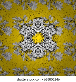 For your design, wallpaper. Vector geometric background. White color illustration. White pattern on yellow background with white elements.