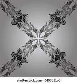 For your design, wallpaper. Vector geometric background. Dim color seamless illustration. Dim seamless pattern on gray background with dim floral elements.