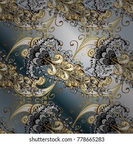 For your design, wallpaper. Vector geometric background. Golden color illustration. Golden pattern on neutral, gray and black colors with golden elements.