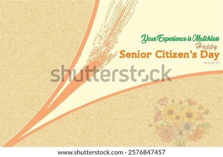 Your experience is matchless. Happy Senior Citizen’s Day. Banner, greeting card, poster, placard, design template. EPS 10.
