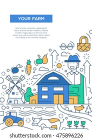 Your farm - vector line design brochure poster, flyer presentation template, A4 size layout.