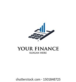 your finance logo illustrations with calculator  bar and pencil 