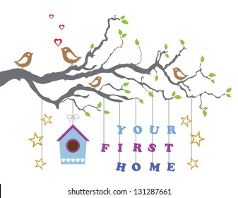 Your first home house moving-in greeting card