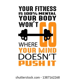 Your fitness is 100 mental, Fitness Quote