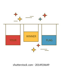 ganadores de banderas de países en competiciones deportivas internacionales. ilustración vectorial en estilo de caricatura lineal aislado en fondo blanco