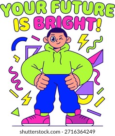 Your Future Is Bright – Bold Gen Z Cartoon Character Motivation Illustration