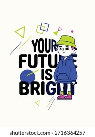 Ihre Zukunft ist hell - Minimal Gen Z Cartoon Charakter Typografie Illustration