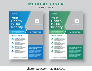 Your Health is our Priority poster, Healthcare Medical Flyer, Modern Medical Flyer Template Design, medical poster.