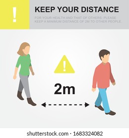 For your health and that of others: Take a minimum distance of 2m to other people.