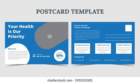 Your helth is our priority postcard, Gym Postcard Template