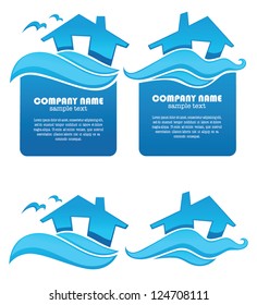 your home near the ocean, property and real estate symbols