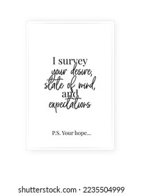 Your hope
, vector. Minimalist poster design. Wall decals, noun description. Wording Design isolated on white background, lettering. Wall art artwork. Modern poster design in frame