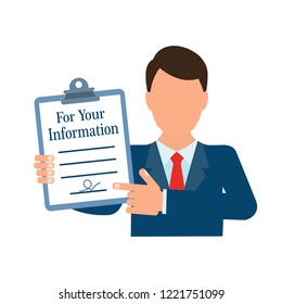 For your information. Flat design, white background.