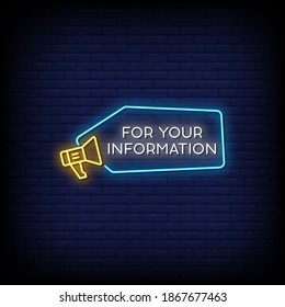 For Your Information Neon Signs Style Text Vector