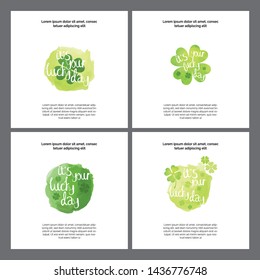 It's your lucky day wishes cards template set, drawn labels kit