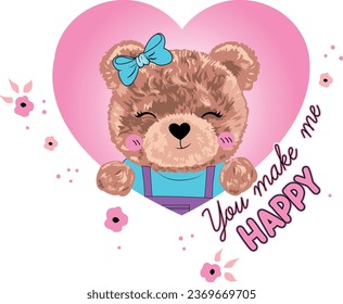 your make me happy bear cute girl