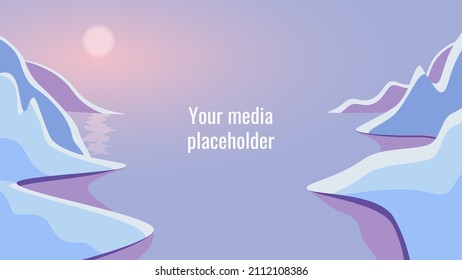 Your Media Placeholder. Simulate A Photo Or Video. Aspect Ratio 16:9. Winter Landscape. Vector Illustration