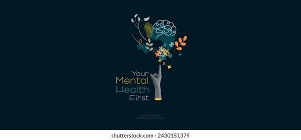 Your Mental Health First. Modern social banner.