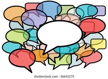 Your message is heard above social media network noise in speech bubble copy space background.
