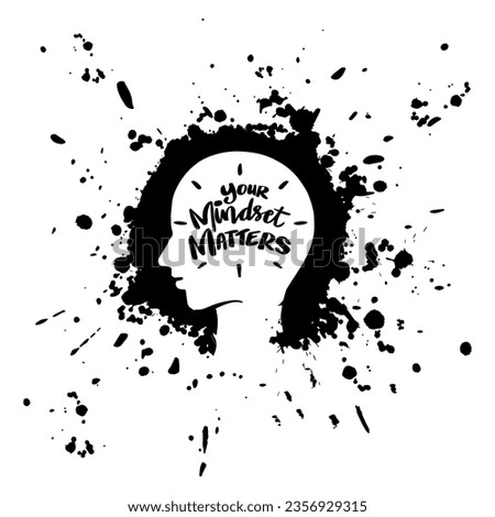 Your mindset matters, hand lettering. Poster motivational quote.