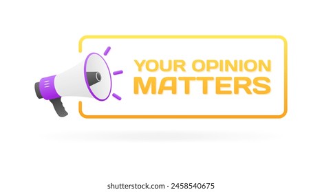 Your opinion matters banner icon. Flat style. Vector icon
