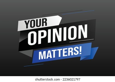 Tu opinión importa la palabra ilustraciones vectoriales líneas 3d estilo para la página de inicio de medios sociales, plantilla, ui, web, aplicación móvil, afiche, banner, volante, fondo, tarjeta de regalo, cupón, etiqueta, fondo de pantalla