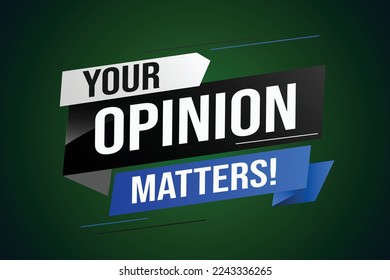 Your opinion matters word vector illustration lines 3d style for social media landing page, template, ui, web, mobile app, poster, banner, flyer, background, gift card, coupon, label, wallpaper