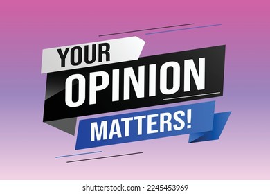 Your opinion matters word vector illustration lines 3d style for social media landing page, template, ui, web, mobile app, poster, banner, flyer, background, gift card, coupon, label, wallpaper