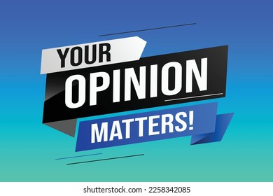 Your opinion matters word vector illustration lines 3d style for social media landing page, template, ui, web, mobile app, poster, banner, flyer, background, gift card, coupon, label, wallpaper