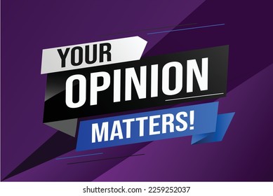 Your opinion matters word vector illustration lines 3d style for social media landing page, template, ui, web, mobile app, poster, banner, flyer, background, gift card, coupon, label, wallpaper
