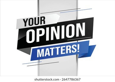 Sua opinião importa palavra vetor ilustração linhas 3d estilo para a página inicial de mídias sociais, modelo, ui, web, aplicativo móvel, cartaz, banner, folheto, plano de fundo, cartão de presente, cupom, rótulo, papel de parede 