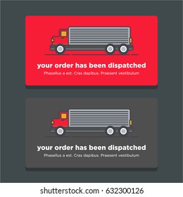 Your Order Has Been Dispatched Card UI Design with Delivery Truck