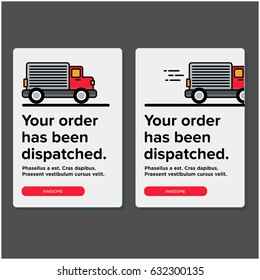 Your Order Has Been Dispatched Card UI Design with Delivery Truck