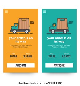 Your Order Is On Its Way Card UI Design with Delivery Truck