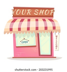 Your Retro Shop Icon House Cartoon Isolated Vector Illustration