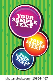 Your sample text in colored circles. 3 circles in green background.